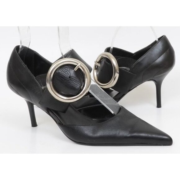 Steve Madden Caller Black Leather Pointy Toe Pumps Career Business Office Size 8 - Picture 1 of 8